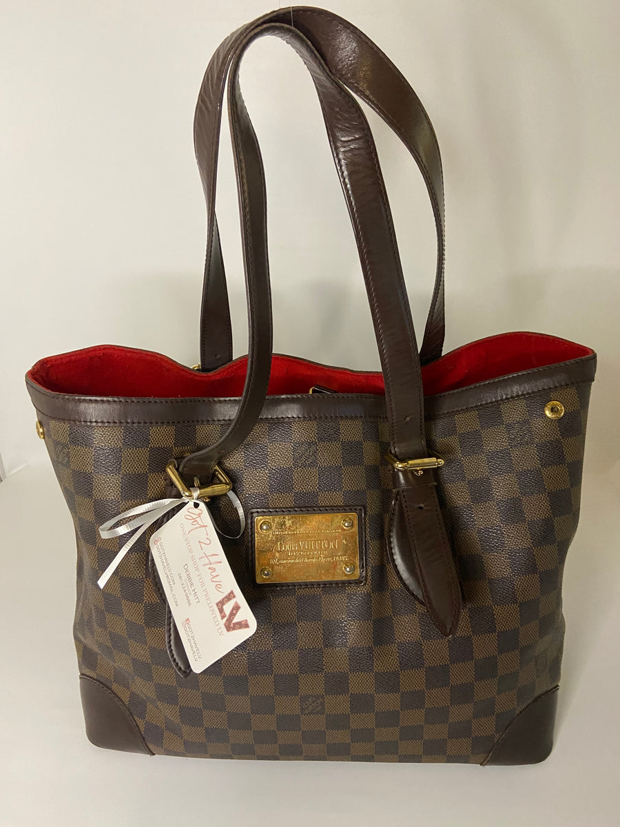 Authentic Louis Vuitton Damier Ebene Canvas & Leather Hampstead MM Tote  Bag